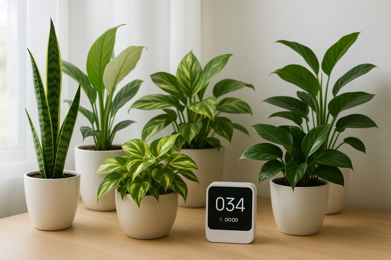 Room with plants complementing the color scheme