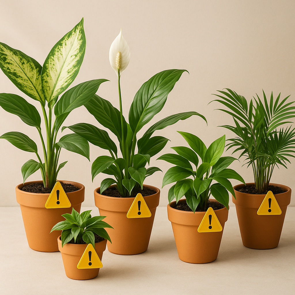 Child and pet interacting safely with houseplants