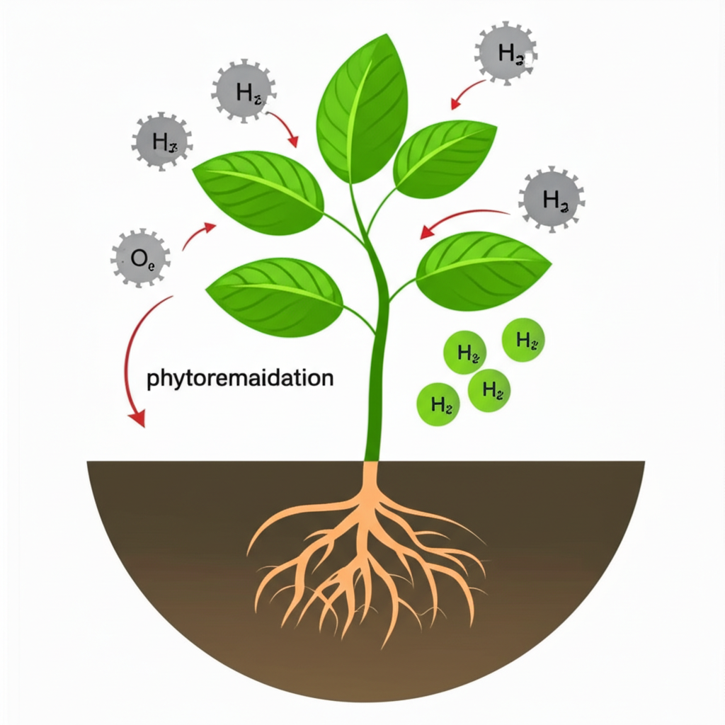 Illustration of plants removing toxins from the air