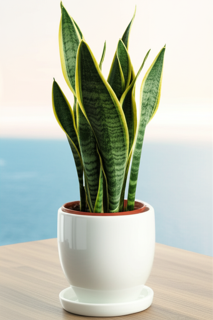 Snake plant with tall, upright leaves