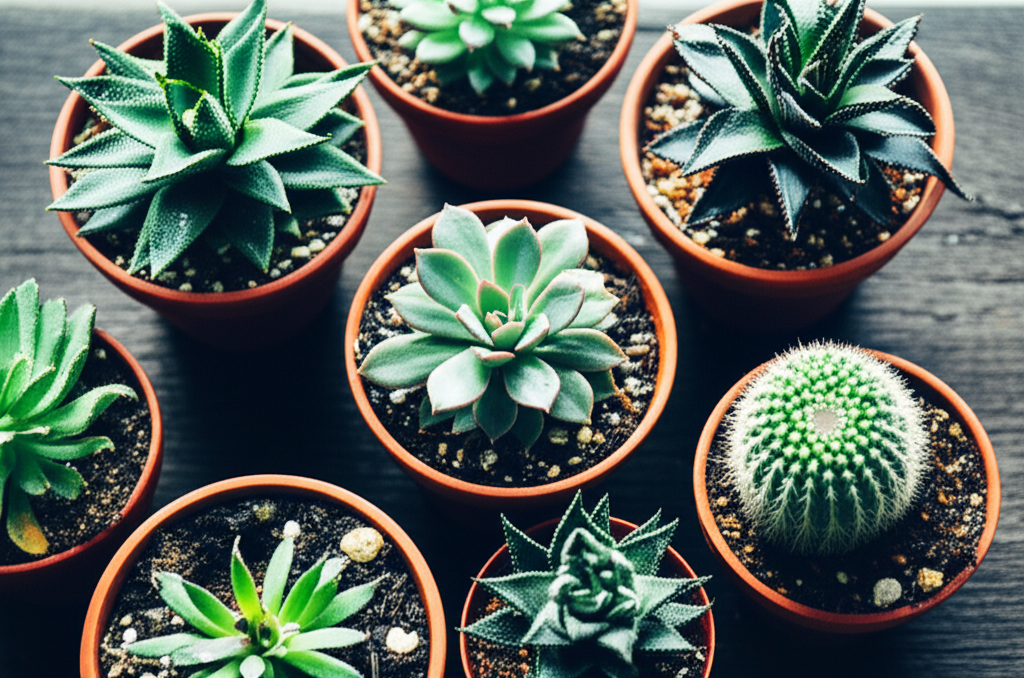 Succulents and cacti watering