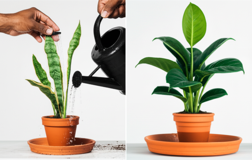 Various watering techniques for indoor plants